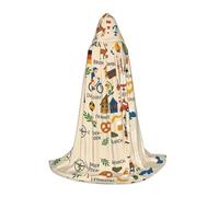 FHIZOAL Cape à capuche pour adolescents avec symboles culturels allemands Illu Halloween pour adolescents, sorcière, vampires, faucheuse costumée, fêtes à thème, Comic Con