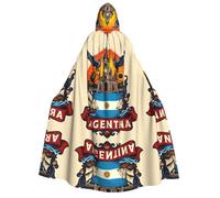 FHIZOAL Cape à capuche pour adulte avec drapeau de l'Argentine avec église pour cosplay, carnaval, fête, faucheuse vampire, mystérieuse mascarade