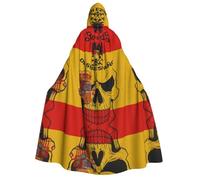 FHIZOAL Cape à capuche pour adulte avec drapeau espagnol et tête de mort - Pour cosplay, carnaval, fête - Faucheuse vampire mystérieuse