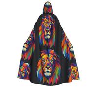 FHIZOAL Cape à capuche pour adulte avec lion coloré pour cosplay, carnaval, fête, faucheuse vampire, mystérieuse mascarade