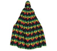 FHIZOAL Cape à capuche pour adulte en forme de cœur jamaïcain pour cosplay, carnaval, fête, faucheuse vampire, mystérieuse mascarade