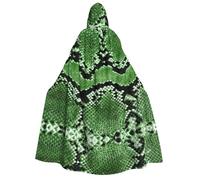 FHIZOAL Cape à capuche pour adulte en peau de serpent verte pour cosplay, carnaval, fête, faucheuse vampire, mystérieuse mascarade