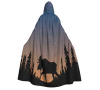 FHIZOAL Cape à capuche pour adulte Moose Mountain Pine Tree Wilderness pour cosplay, carnaval, fête, faucheuse vampire, mystérieuse mascarade