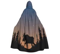 FHIZOAL Cape à capuche pour adulte Moose Mountain Pine Tree Wilderness pour cosplay, carnaval, fête, faucheuse vampire, mystérieuse mascarade
