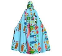 FHIZOAL Cape à capuche pour adulte, motif carte de l'Amérique du Sud avec icônes, cosplay, carnaval, fête, faucheuse vampire, mystérieuse mascarade