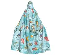 FHIZOAL Cape à capuche sirène méduse tropicale, poisson rouge, hippocampe pour adulte, cosplay, carnaval, fête, faucheuse vampire, mystérieux, mascarade