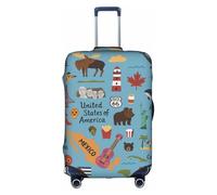 FHIZOAL Carte colorée avec icônes élastique anti-rayures pour valises de voyage anti-poussière pour bagages de 45,7 à 81,3 cm, blanc, S, Classique