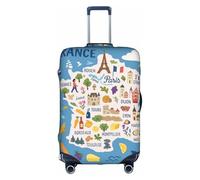 FHIZOAL Carte de France avec icônes Decorat élastique anti-rayures pour valises de voyage anti-poussière pour bagages de 45,7 à 81,3 cm, blanc, M, Classique