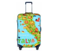 FHIZOAL Carte de l'Italie avec icônes alimentaires élastique anti-rayures pour valises de voyage anti-poussière pour bagages de 45,7 à 81,3 cm, blanc, XL, Classique