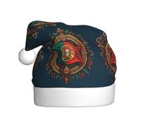 FHIZOAL Chapeau décoratif de Noël pour adulte Motif drapeau du Portugal Chapeau en peluche doux et léger Fête du Nouvel An Vacances