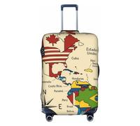 FHIZOAL Coloré Carte des Amériques Coun Housse de Valise Élastique Anti-Rayures Protection de Bagage de Voyage Anti-Poussière pour Bagages de 45,7 à 81,3 cm, blanc, M, Classique