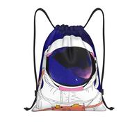 FHIZOAL Cool Man In Outer Space Galaxy Sacs à cordon de serrage imperméables Sacs à dos de sport légers Yoga Entraînement Natation Voyage, Noir , S, Décontracté