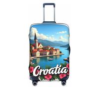 FHIZOAL Croatie Scenic Village Housse de protection élastique anti-rayures pour valise de voyage anti-poussière pour bagages de 45,7 à 81,3 cm, blanc, S, Classique