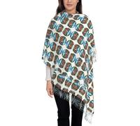 FHIZOAL Croatie Village Scénique avec Pompon Écharpe Femme Mode Écharpe Châle Doux Chaud Automne Hiver Usage Quotidien Bureau Voyage, Noir , taille unique