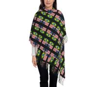 FHIZOAL Écharpe à pompons pour femme - Tendance - Pour l'automne et l'hiver - Pour le bureau, les voyages, Noir , taille unique