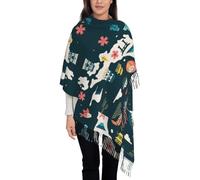 FHIZOAL Écharpe tendance avec motif carte du Japon avec symbole culturel pour femme, châle doux et chaud, automne hiver, usage quotidien, bureau, voyage, Noir , taille unique