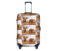 FHIZOAL Elephant Family Housse de protection élastique anti-rayures pour valise de voyage anti-poussière pour bagages de 45,7 à 81,3 cm, blanc, S, Classique