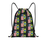FHIZOAL États-Unis Brésil Sacs à cordon de serrage étanches Sports String Sacs à dos légers Yoga Entraînement Natation Voyage, Noir , M, Décontracté