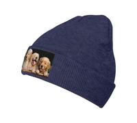 FHIZOAL Golden Retriever Bonnet tricoté classique à revers pour chiens et chiots - Bonnet extensible chaud et doux - Cadeau de sport de plein air pour homme et femme, bleu marine, Taille unique