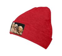 FHIZOAL Golden Retriever Bonnet tricoté classique à revers pour chiens et chiots - Bonnet extensible chaud et doux - Cadeau de sport de plein air pour homme et femme, Rouge, Taille unique
