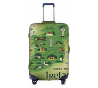 FHIZOAL Housse de protection élastique anti-rayures avec carte de l'Irlande avec monuments pour bagages de 45,7 à 81,3 cm, blanc, XL, Classique