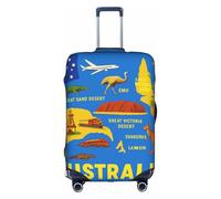 FHIZOAL Housse de protection élastique anti-rayures pour valise de voyage avec icônes de carte de l'Australie - Anti-poussière - Pour bagages de 45,7 à 81,3 cm, blanc, M, Classique
