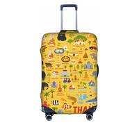 FHIZOAL Housse de protection pour valise de voyage avec carte de la Thaïlande avec icônes, élastique, anti-rayures, anti-poussière pour bagages de 45,7 à 81,3 cm, blanc, M, Classique