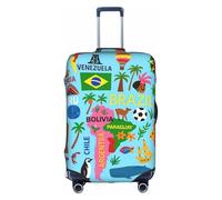 FHIZOAL Housse de protection pour valise de voyage avec carte de l'Amérique du Sud avec icônes, élastique, anti-rayures et anti-poussière pour bagages de 45,7 à 81,3 cm, blanc, XL, Classique