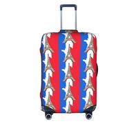 FHIZOAL Housse de protection pour valise de voyage avec drapeau de la France - Tour Eiffel - Élastique - Anti-rayures - Anti-poussière - Pour bagages de 45,7 à 81,3 cm, blanc, L, Classique