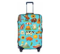 FHIZOAL Housse de protection pour valise de voyage avec icônes américaines et symboles - Anti-rayures - Anti-poussière - Pour bagages de 45,7 à 81,3 cm, blanc, M, Classique