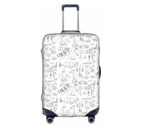 FHIZOAL Instruments Performers Notes and Little Birds Housse de protection élastique anti-rayures pour valise de voyage anti-poussière pour bagages de 45,7 à 81,3 cm, blanc, M, Classique