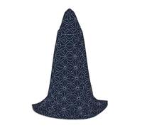 FHIZOAL Lignes pointillées formes géométriques sur toile de fond bleue Halloween cape à capuche pour adolescents sorcières vampires faucheuse costume fêtes à thème Comic Con