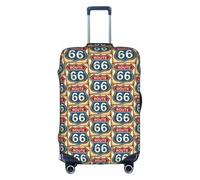 FHIZOAL Route Sixty Six Shield Design élastique anti-rayures Valise Housse de protection pour bagages de voyage anti-poussière pour bagages de 45,7 à 81,3 cm, blanc, M, Classique