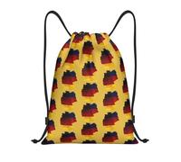 FHIZOAL Sac à dos de sport imperméable avec cordon de serrage et drapeau de l'Allemagne - Léger - Pour yoga, entraînement, natation, voyage, Noir , M, Décontracté