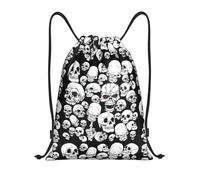 FHIZOAL Sac à dos étanche avec cordon de serrage Motif crâne maléfique Pour yoga, entraînement, natation, voyage, Noir , M, Décontracté