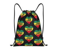 FHIZOAL Sac à dos jamaïcain avec cordon de serrage en forme de cœur imperméable pour le yoga, l'entraînement, la natation, les voyages, Noir , S, Décontracté