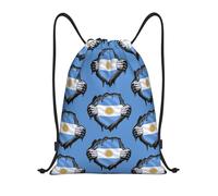 FHIZOAL Sac à dos léger avec cordon de serrage drapeau argentine en forme de cœur pour le yoga, l'entraînement, la natation, les voyages, Noir , S, Décontracté