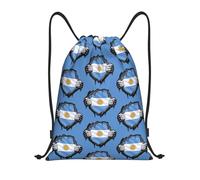 FHIZOAL Sac à dos léger avec cordon de serrage drapeau argentine en forme de cœur pour le yoga, l'entraînement, la natation, les voyages, Noir , S, Décontracté