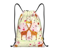 FHIZOAL Sac à dos léger avec cordon de serrage Girafe, cœur, fleur, papillon, sac à dos de sport, sport, entraînement, natation, voyage, Noir , S, Décontracté
