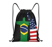 FHIZOAL Sacs à cordon de serrage Amérique et Brésil Sacs à dos de sport imperméables légers Yoga Entraînement Natation Voyage, Noir , S, Décontracté