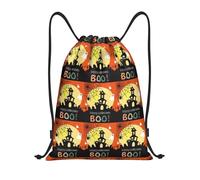 FHIZOAL Sacs à cordon de serrage pour Halloween, fantôme, citrouille, sacs à dos de sport, sacs à dos légers, pour yoga, entraînement, natation, voyage, Noir , S, Décontracté