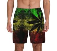 FHIZOAL Short de bain pour homme avec poches Motif drapeau de la Jamaïque, Noir , L