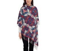 FHIZOAL Statue de la Liberté avec pompon américain écharpe châle tendance châle doux chaud automne hiver usage quotidien bureau voyage, Noir , taille unique