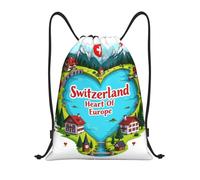 FHIZOAL Swiss Scenery Sacs à cordon de serrage imperméables Sacs à dos de sport légers Yoga Entraînement Natation Voyage, Noir , S, Décontracté