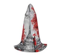 FHIZOAL Tour Eiffel Paris Peinture Halloween Cape à capuche pour adolescents sorcières vampires Faucheuse Costume de fête à thème Comic Con