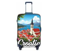 FHIZOAL Village panoramique de Croatie avec housse élastique anti-rayures pour bagages de 45,7 à 81,3 cm, blanc, L, Classique