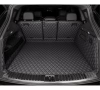 FHJBP Tapis de coffre pour Porsche Cayenne SUV 2019-2024 (pas pour Hybird) - Tapis de coffre + tapis de dossier + panneau des deux côtés - Couverture complète - Tapis de coffre en cuir noir avec