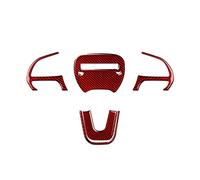 fhjwqronte Autocollants de volant voiture, for Dodge, for Challenger 2021 - 2015, for Durango 2014, accessoires autocollants en Fiber Ensemble de housses de volant de voiture(Rot)