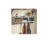 Sobuy fhk28-hg porte manteau mural, étagère de rangement, meuble entrée, vestiaire avec 3 compartiments et 4 crochets doubles Gris G