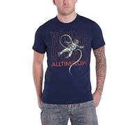 FHKQMLFQ All Time Low T T-Shirts à Manches Courtes Astronaut Young Renegade Album Logo Mens Blue (Medium)